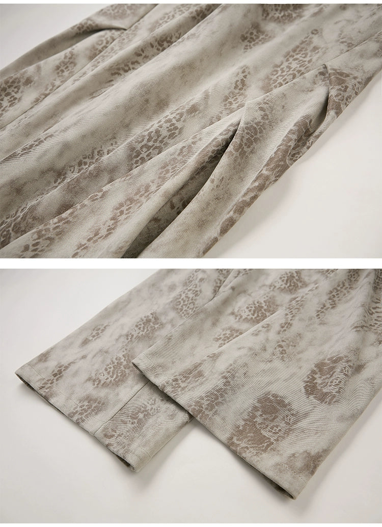 Leopard Print Pleated Pants With Elastic Waist