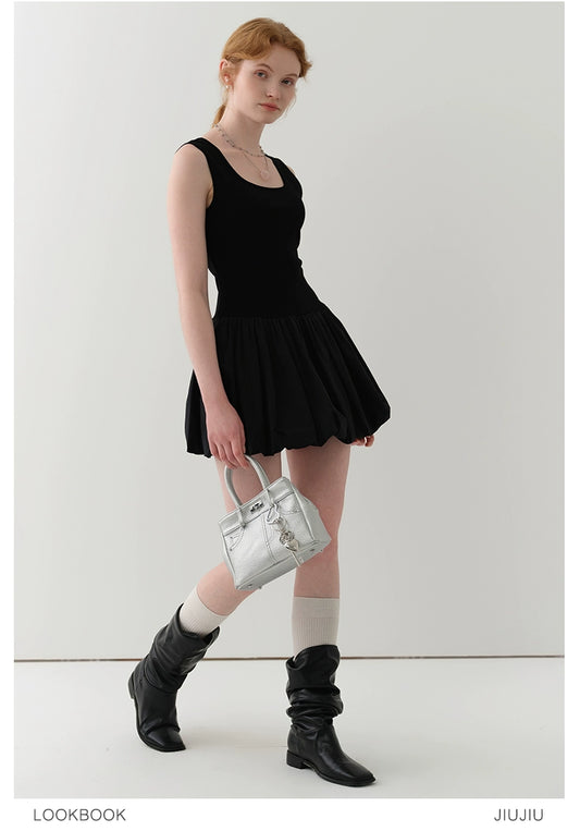 Sleeveless Bubble Skirt Dress In Minimalist Style