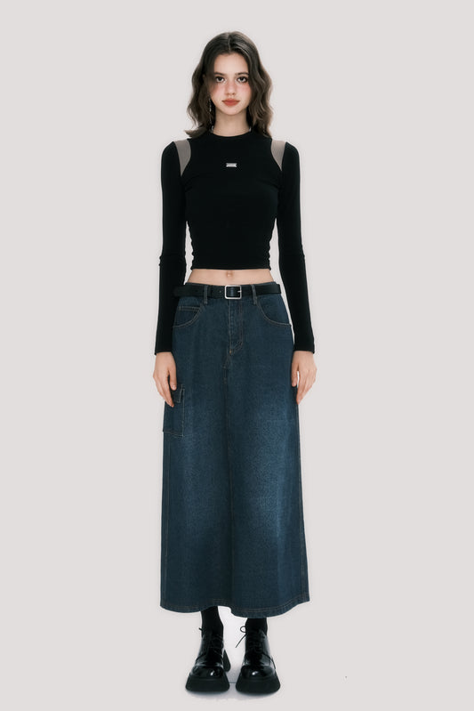 Vintage-Inspired Color Block Ribbed Crop Top