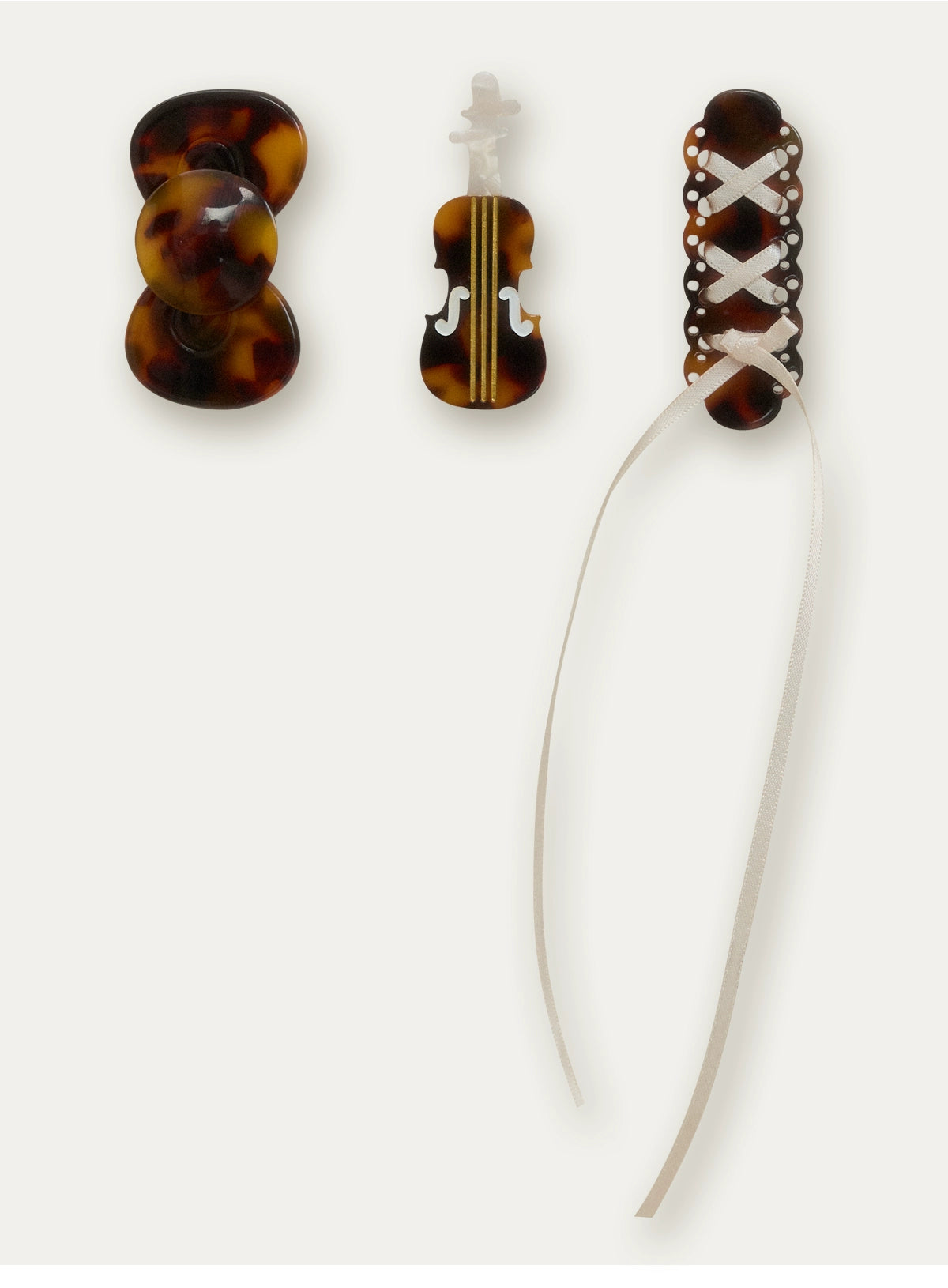 Tortoiseshell Hair Pins (Bow, Ribbon, Violin)