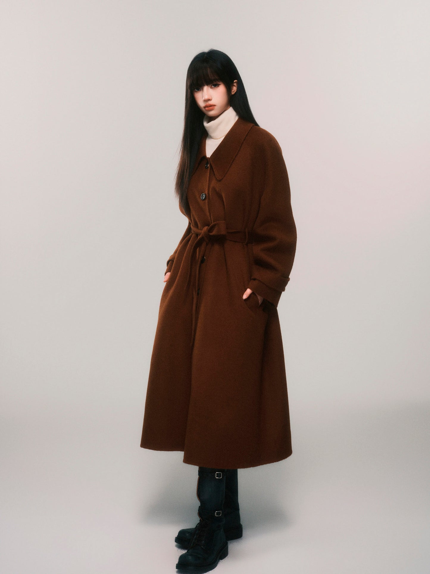 Alpaca And Sheep Wool Single-Breasted Belted Coat
