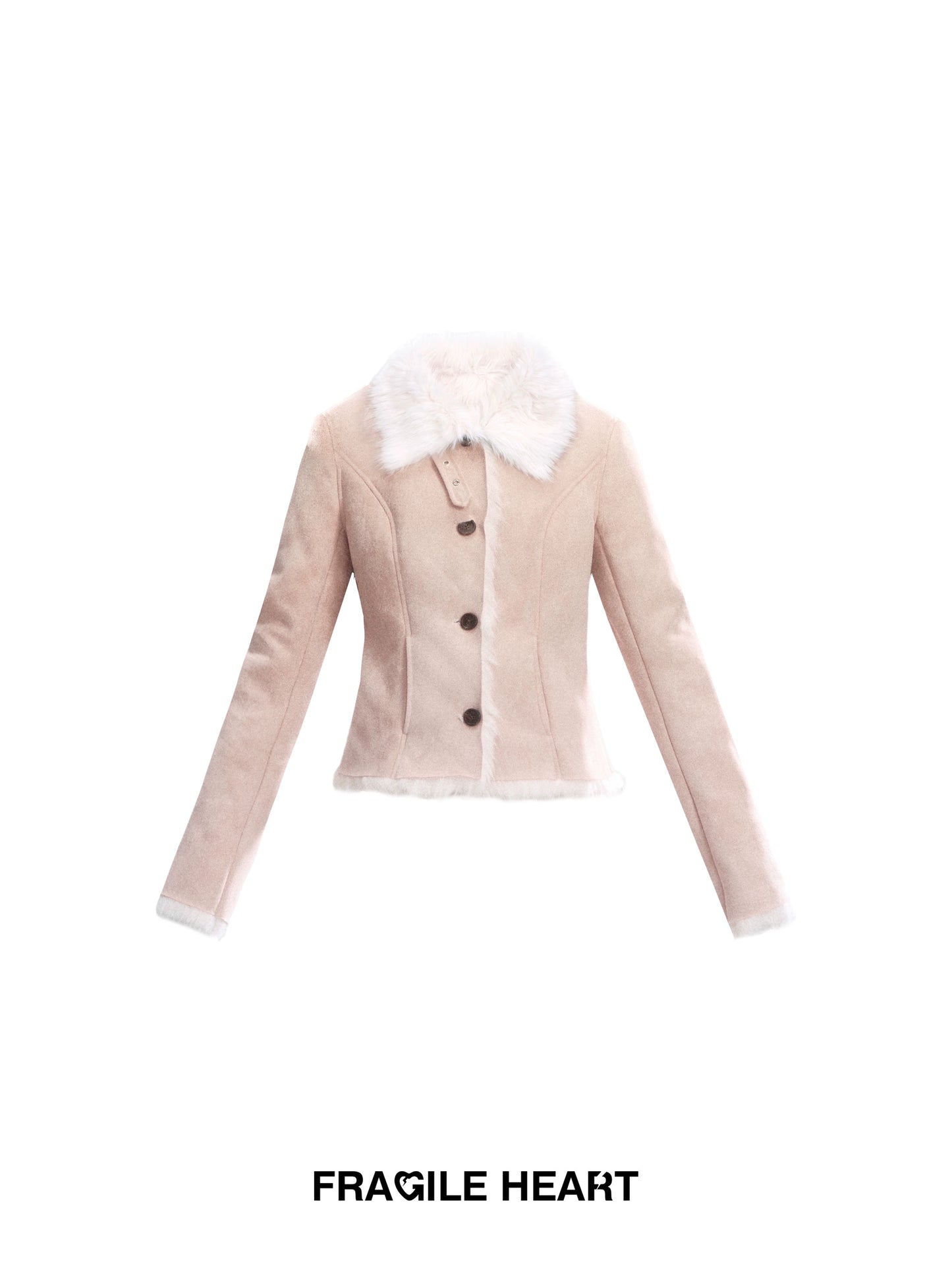 Faux Suede Fitted Jacket With Fur Lining