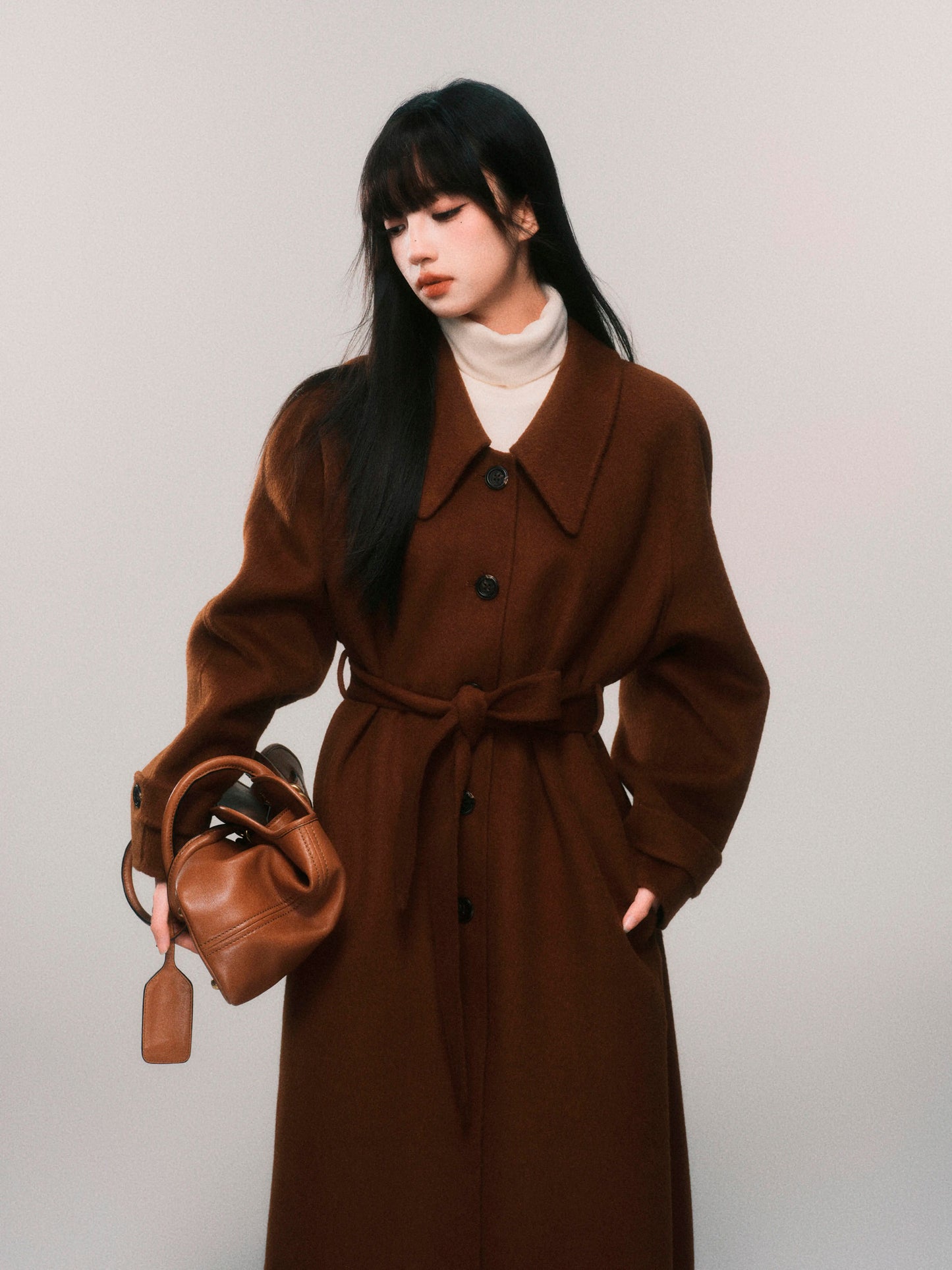 Alpaca And Sheep Wool Single-Breasted Belted Coat