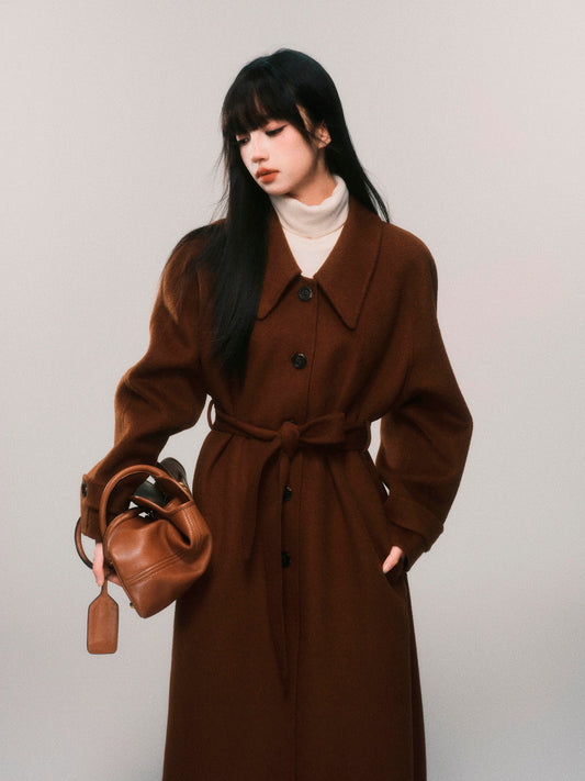 Alpaca And Sheep Wool Single-Breasted Belted Coat