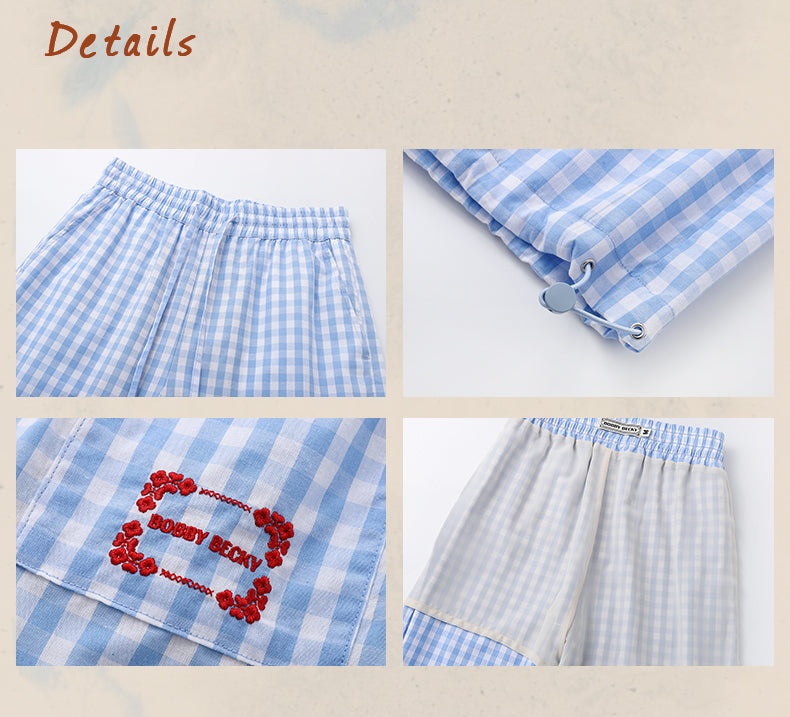 Gingham Cotton Shirt And Adjustable Pants
