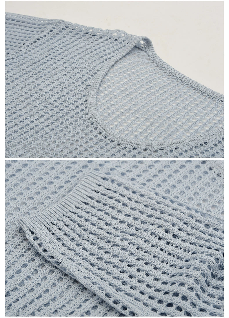 Mesh Knit Long Sleeve Top & Inner Set