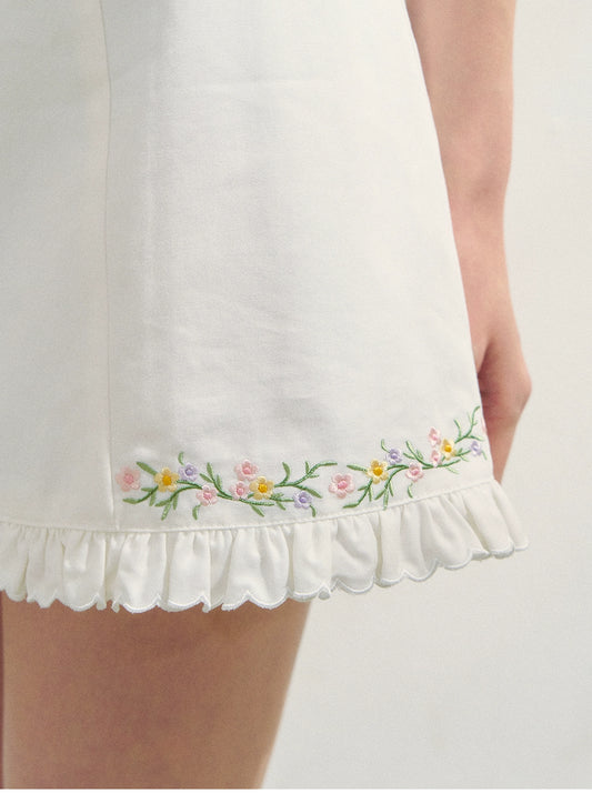 Sleeveless Floral A-Line Dress With Ruffles