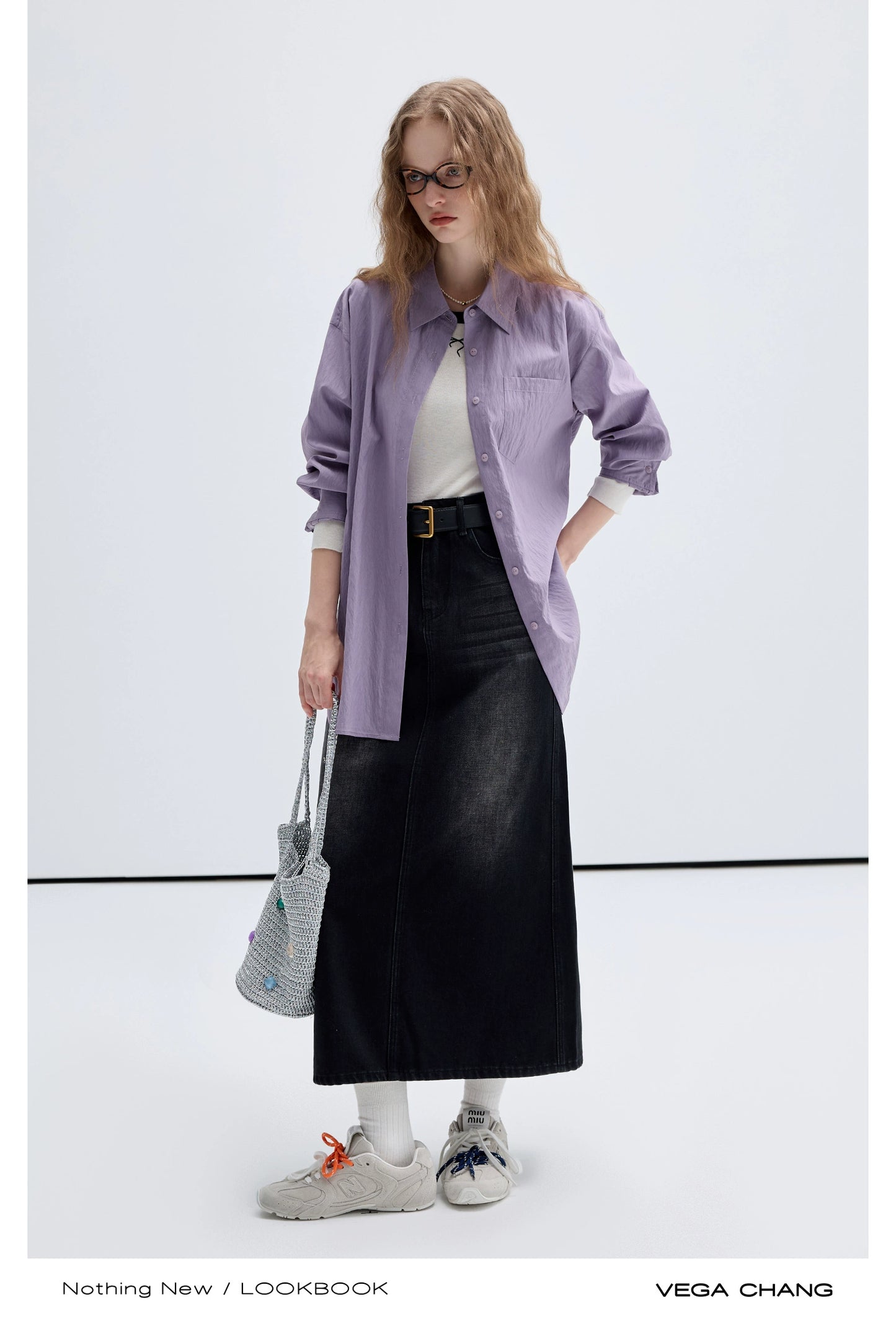 Wrinkled Texture Loose Fit Longline Color Shirt