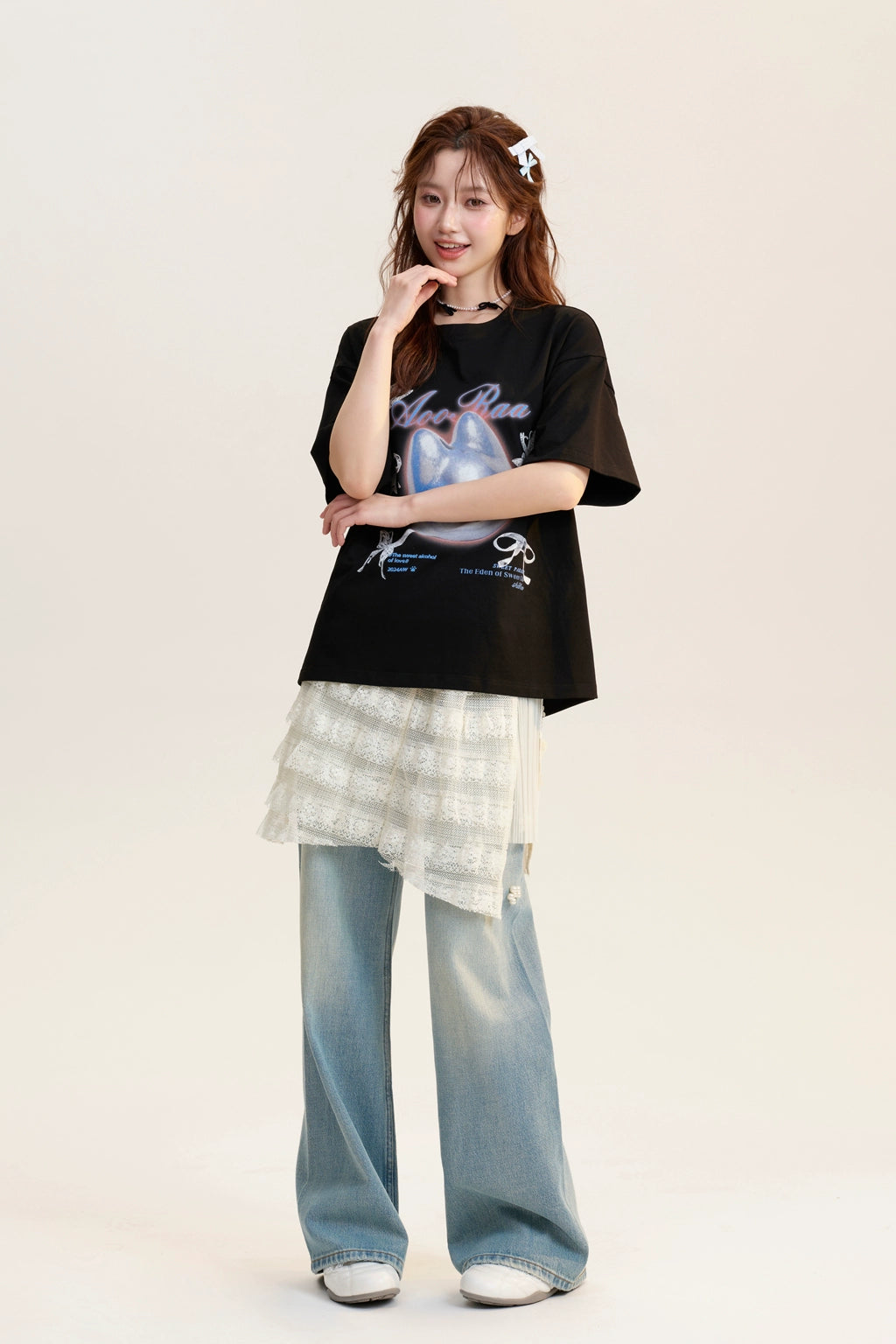 Kawaii Cyber Cat Graphic T-Shirt