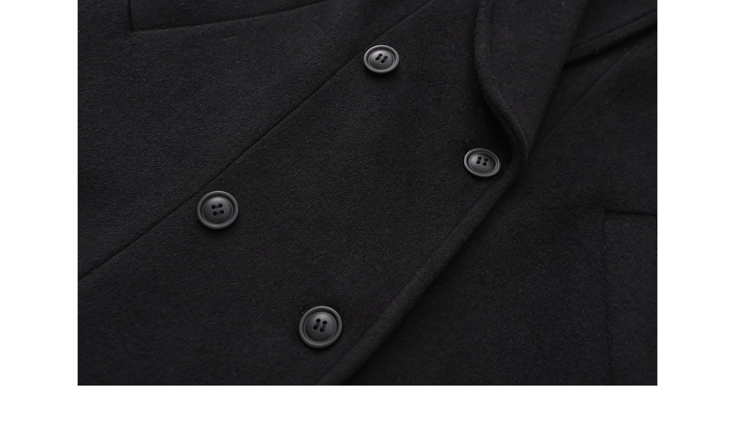 Classic Shawl Lapel Wool Blend Long Coat