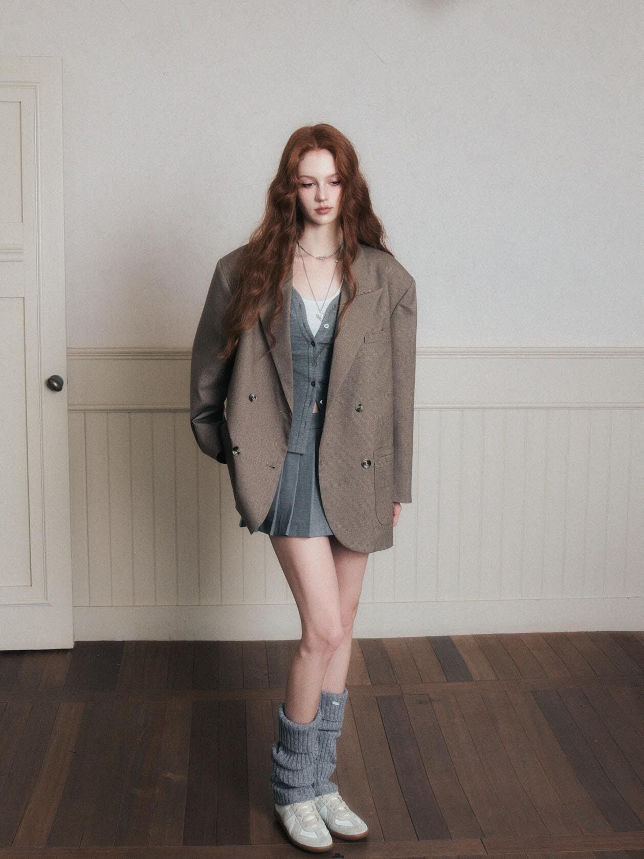 Double-Breasted Peak Lapel Blazer Jacket