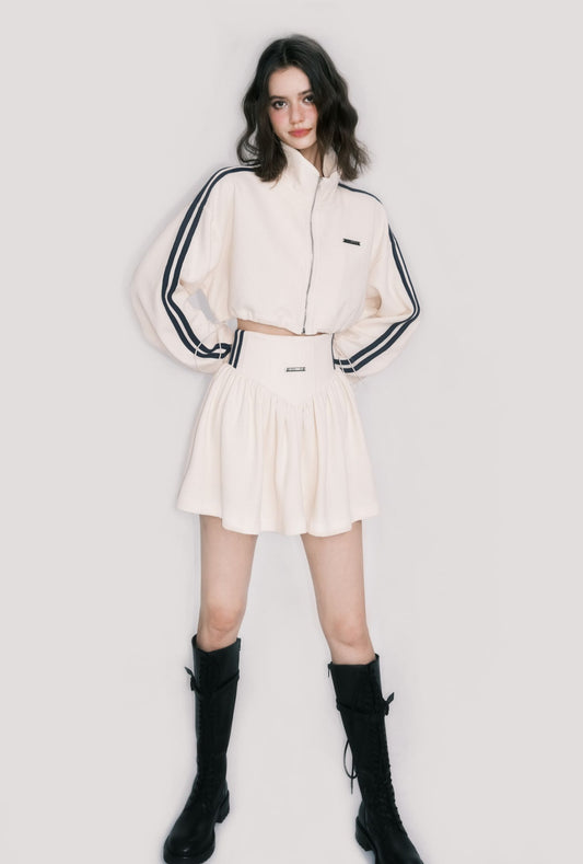 Vintage-Style Waffle Sweatshirt And Matching Skirt