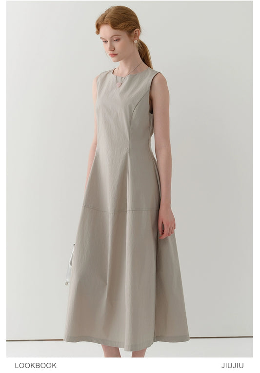 Structured Sleeveless Dress With Flared Hem