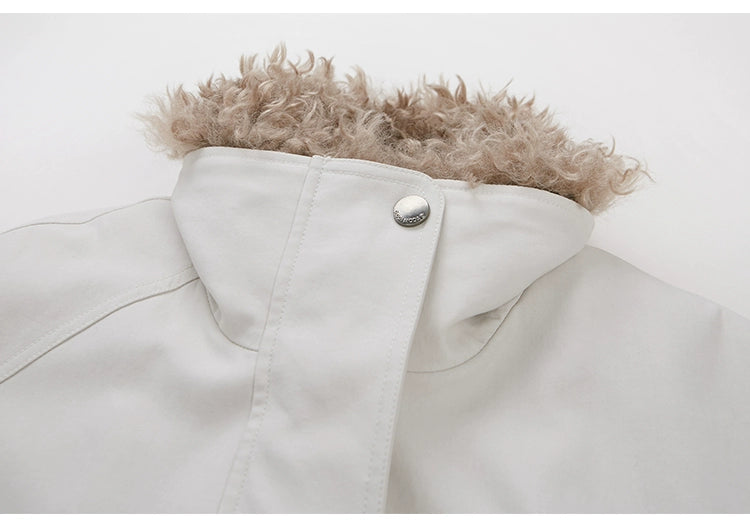 Cotton Blend Faux Fur Trim Quilted Lined Coat