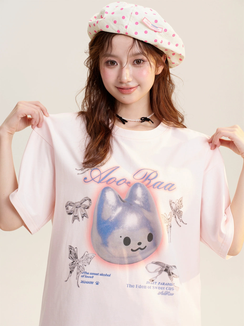 Kawaii Cyber Cat Graphic T-Shirt