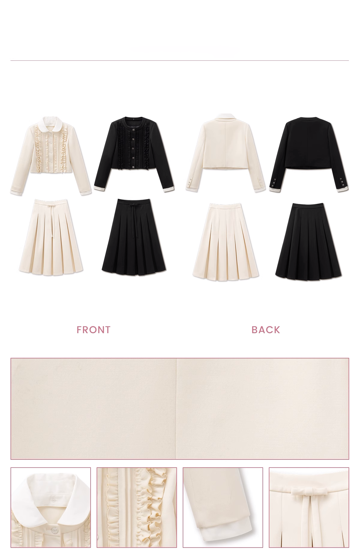 Ruffled Shirt Jacket And Matching Pleated Skirt