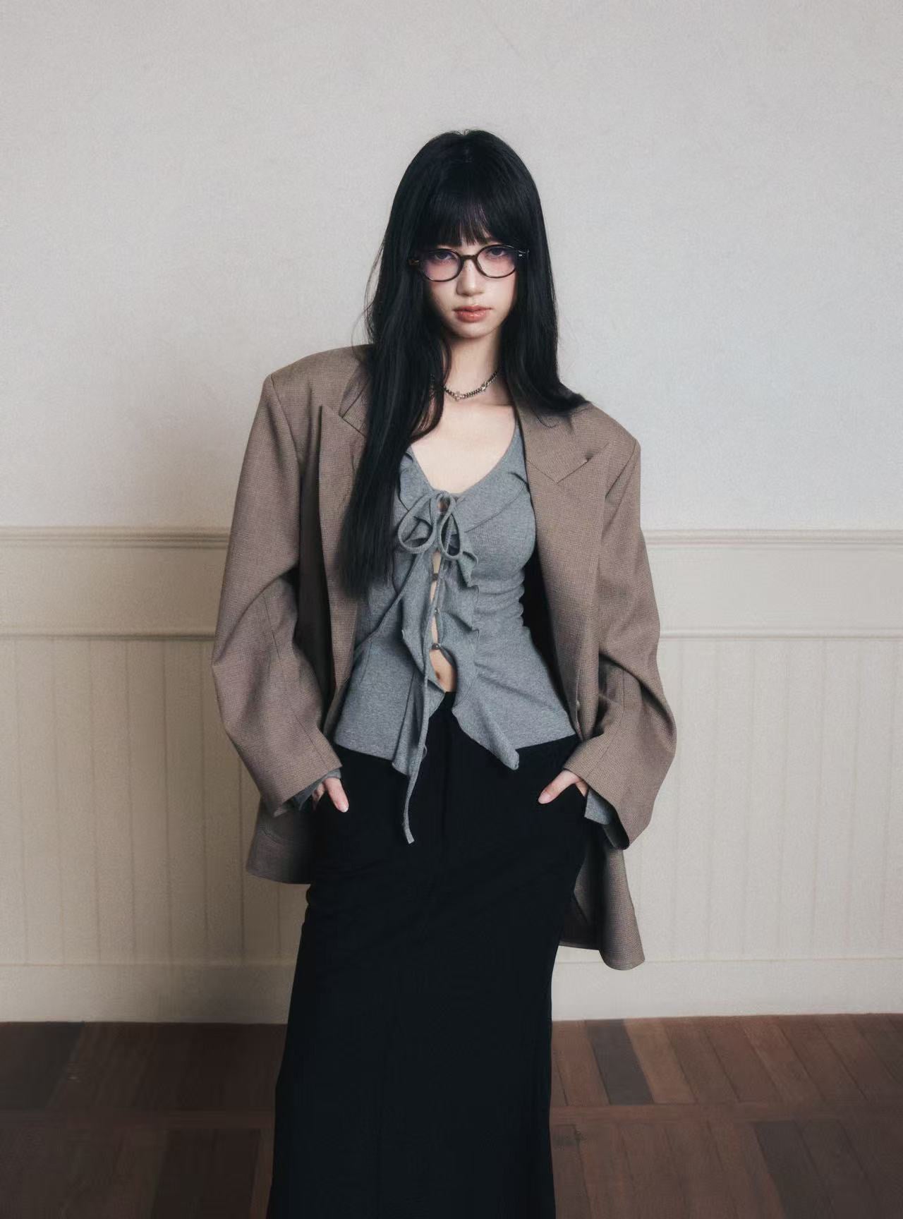 Ruffled Slim-Fit Ribbed Knit Top