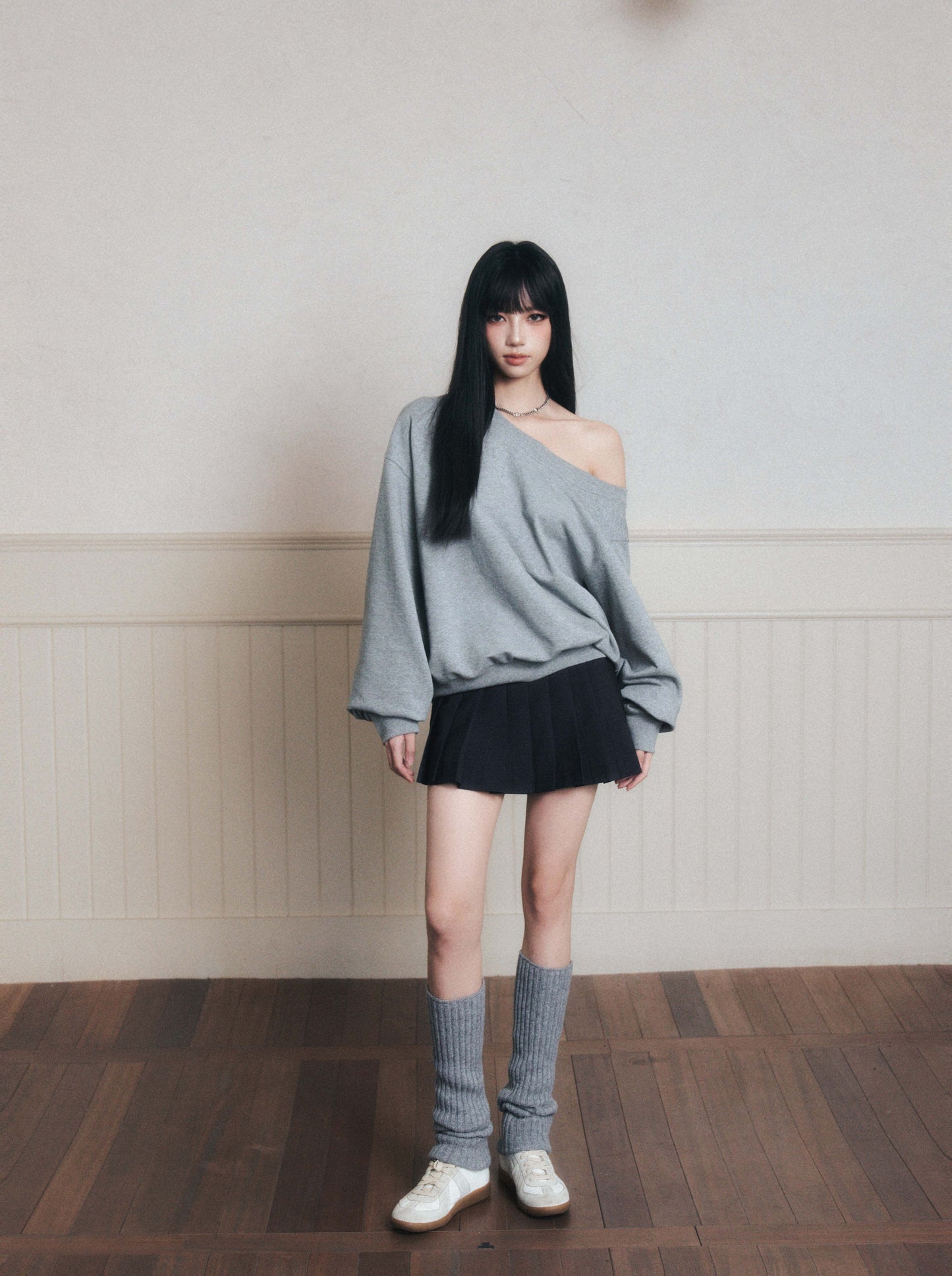 Low-Rise Pleated School-Style Skirt