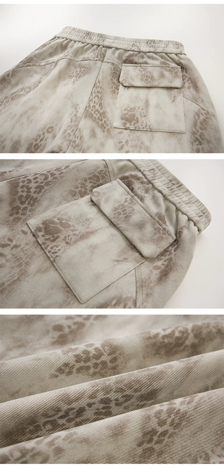 Leopard Print Pleated Pants With Elastic Waist