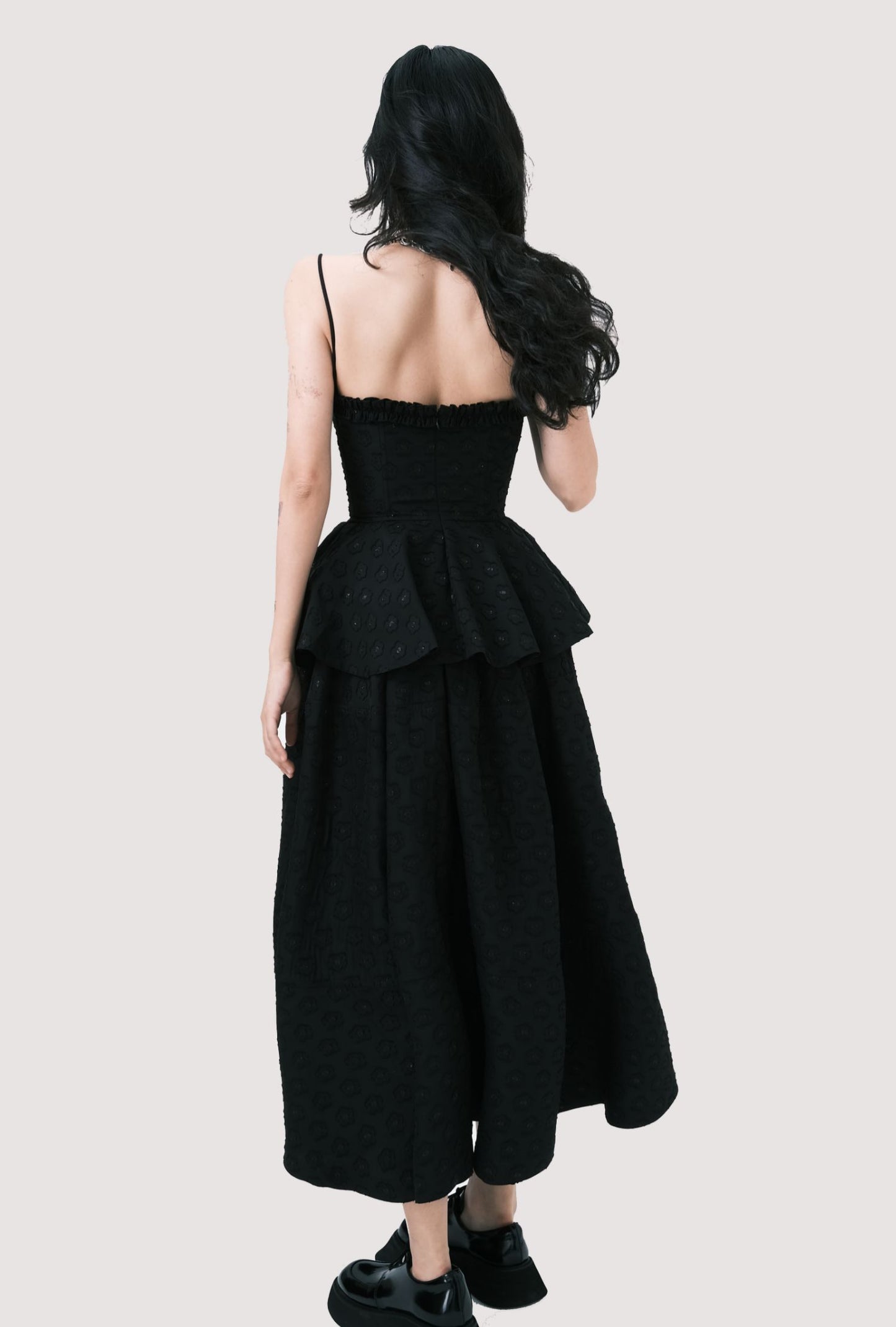 Jacquard Floral Camisole Top And Draped Skirt