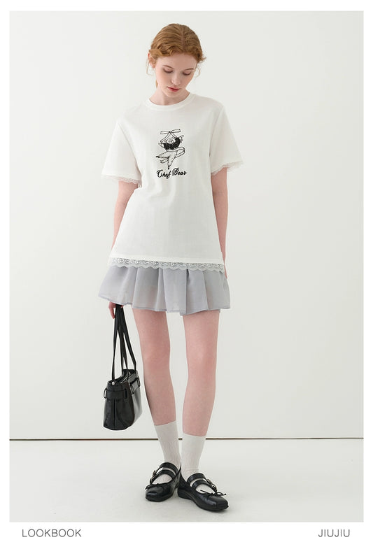 Flared Sheer Skirt With Elastic Waistband