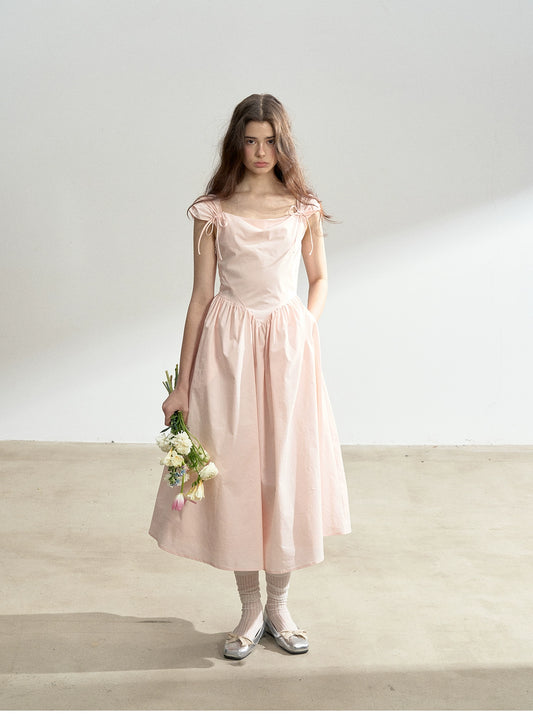 Lace-Up Back Basque Waist Dress