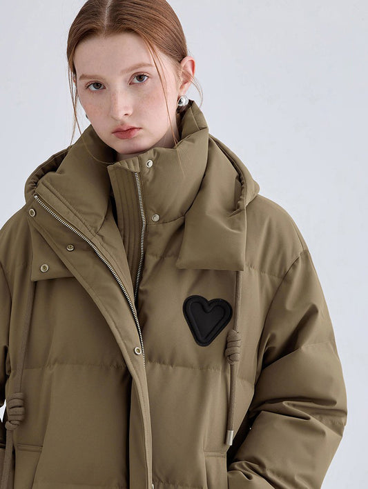 90% White Duck Down Hooded Heart Puffer Jacket