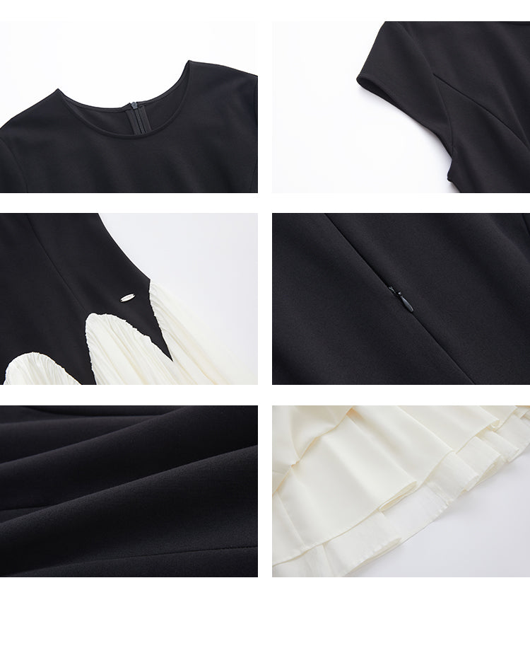 Two-Tone Scalloped Waist Maxi Dress
