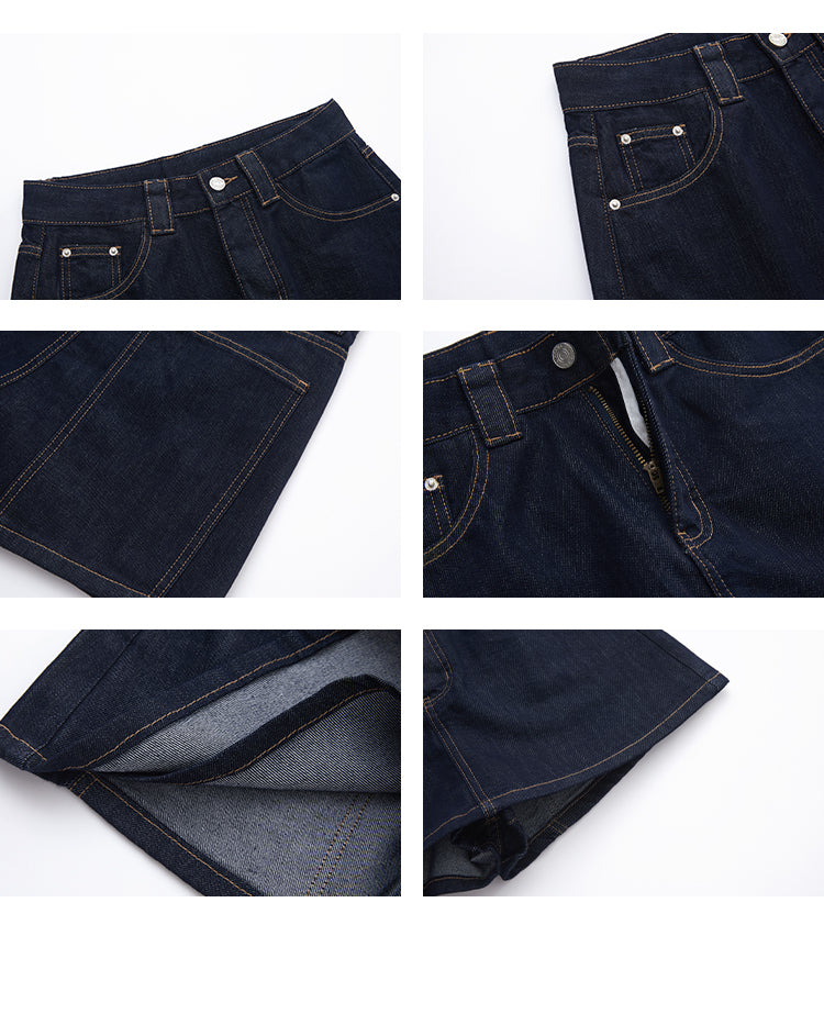 High Waisted Denim Skirt Pants