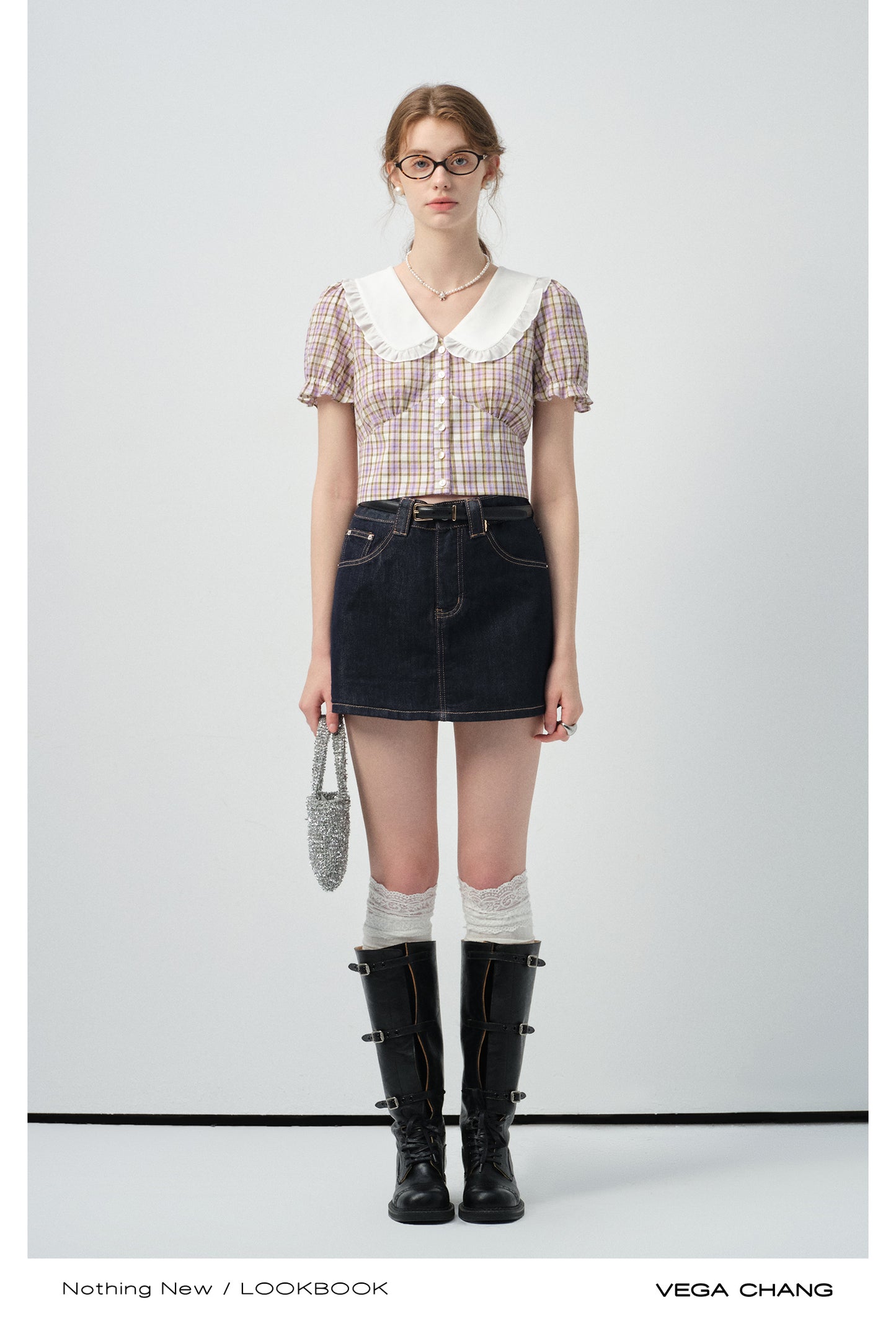High Waisted Denim Skirt Pants