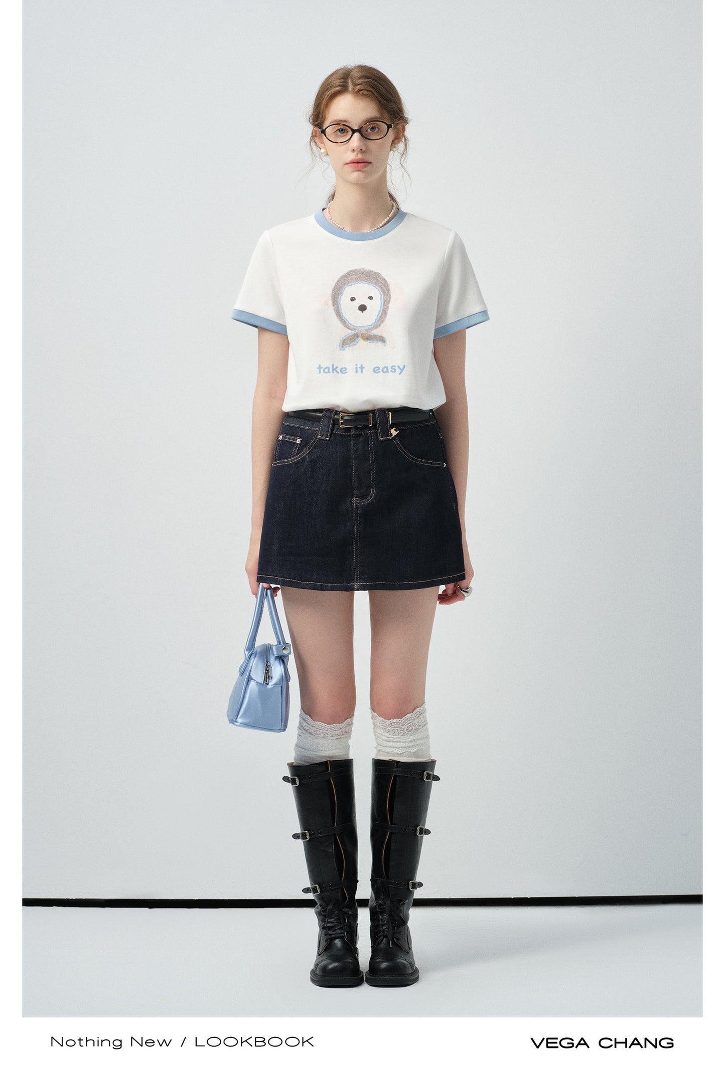 High Waisted Denim Skirt Pants