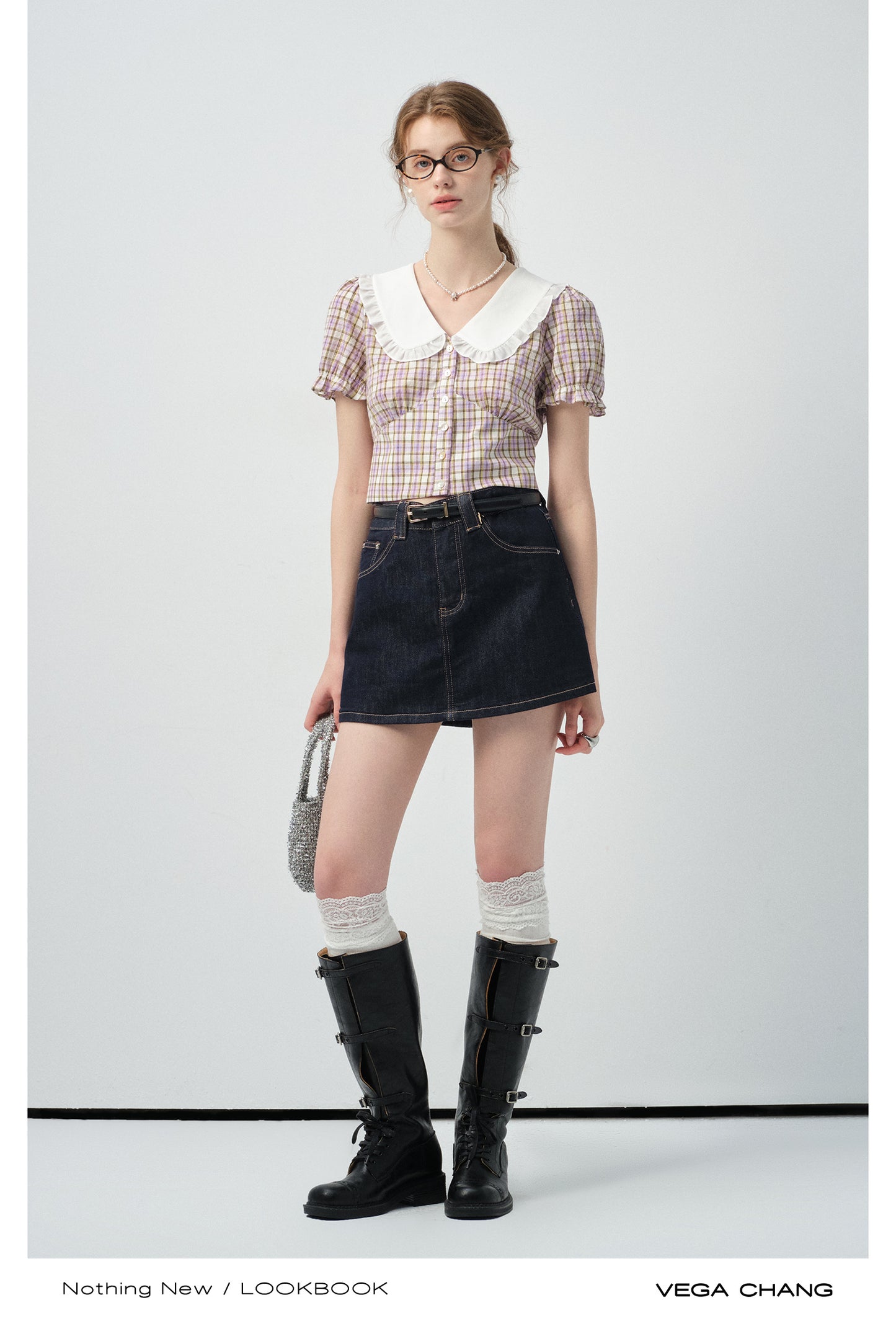 High Waisted Denim Skirt Pants
