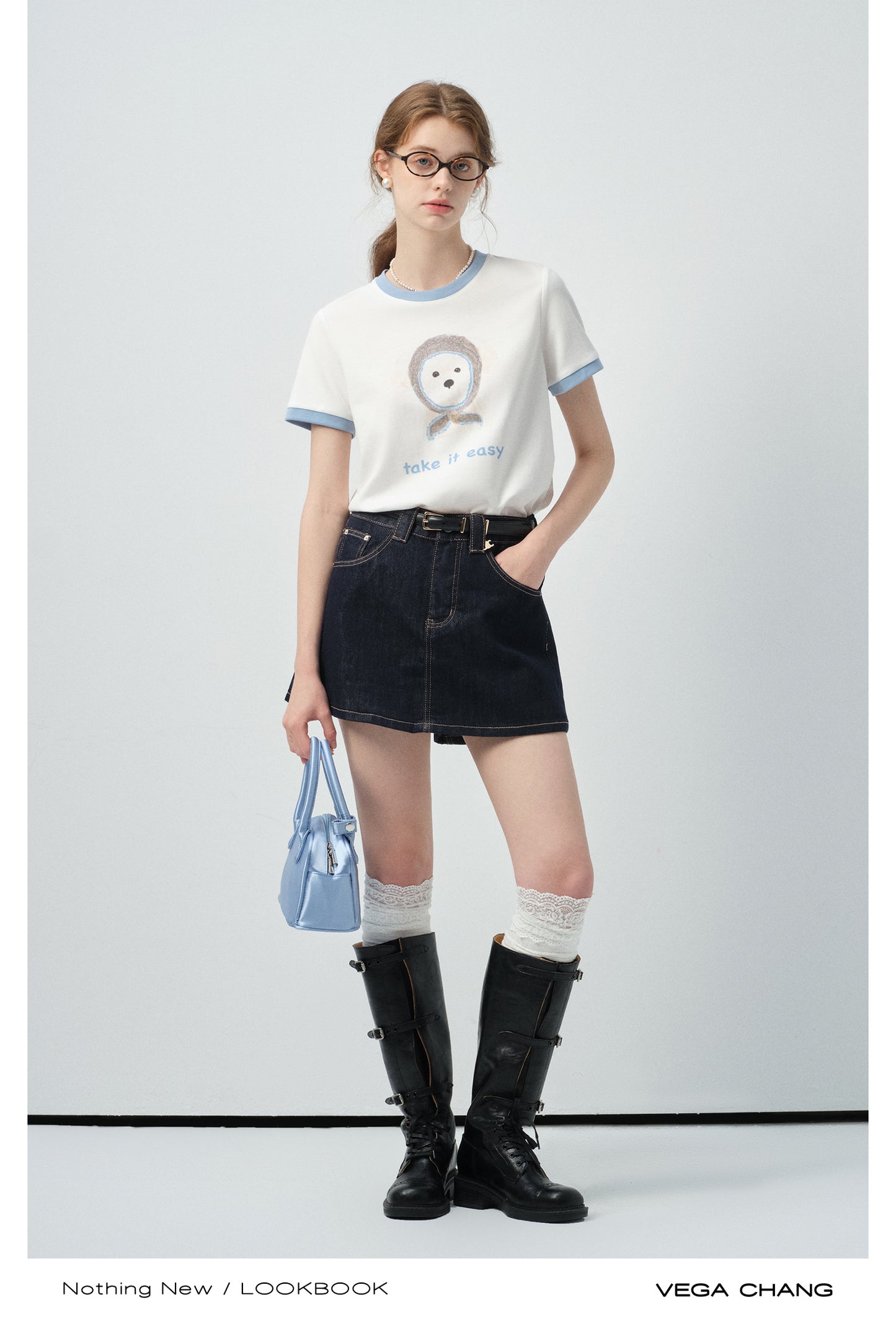 High Waisted Denim Skirt Pants