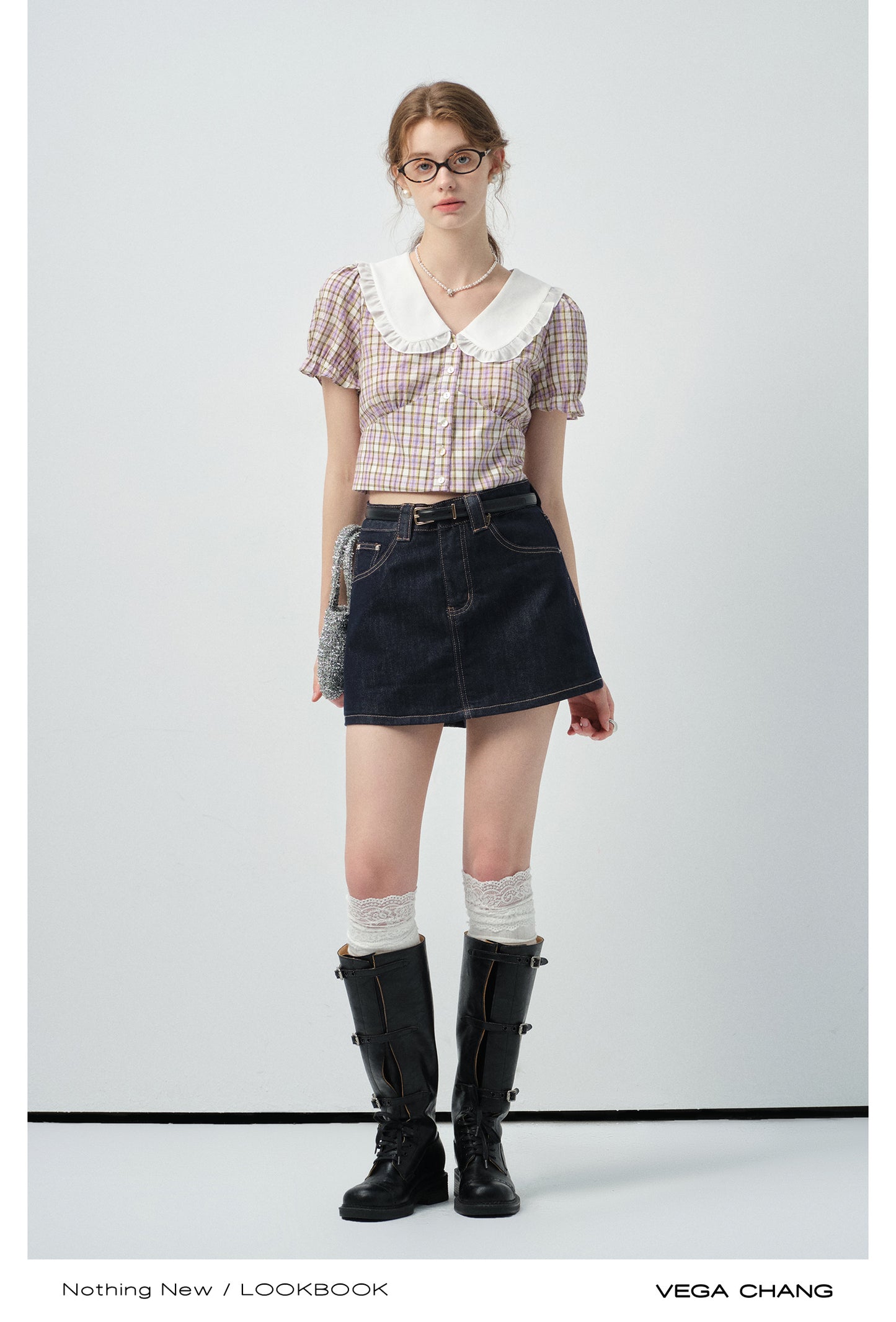 High Waisted Denim Skirt Pants