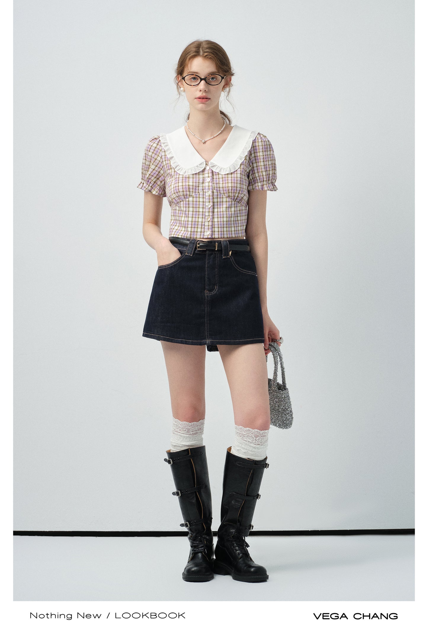 High Waisted Denim Skirt Pants