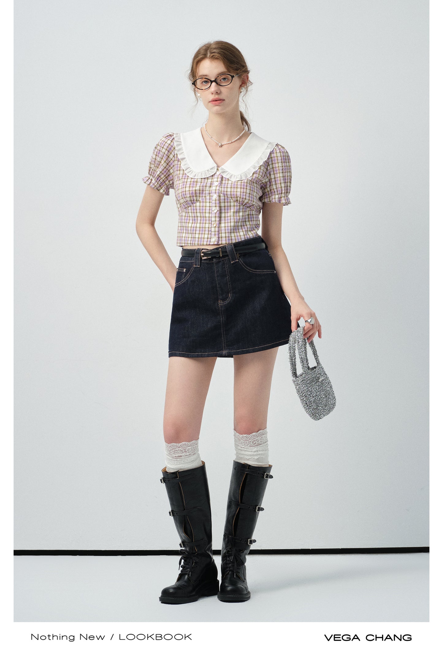 High Waisted Denim Skirt Pants