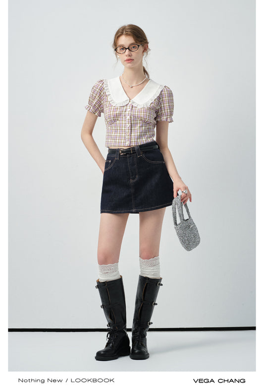 High Waisted Denim Skirt Pants