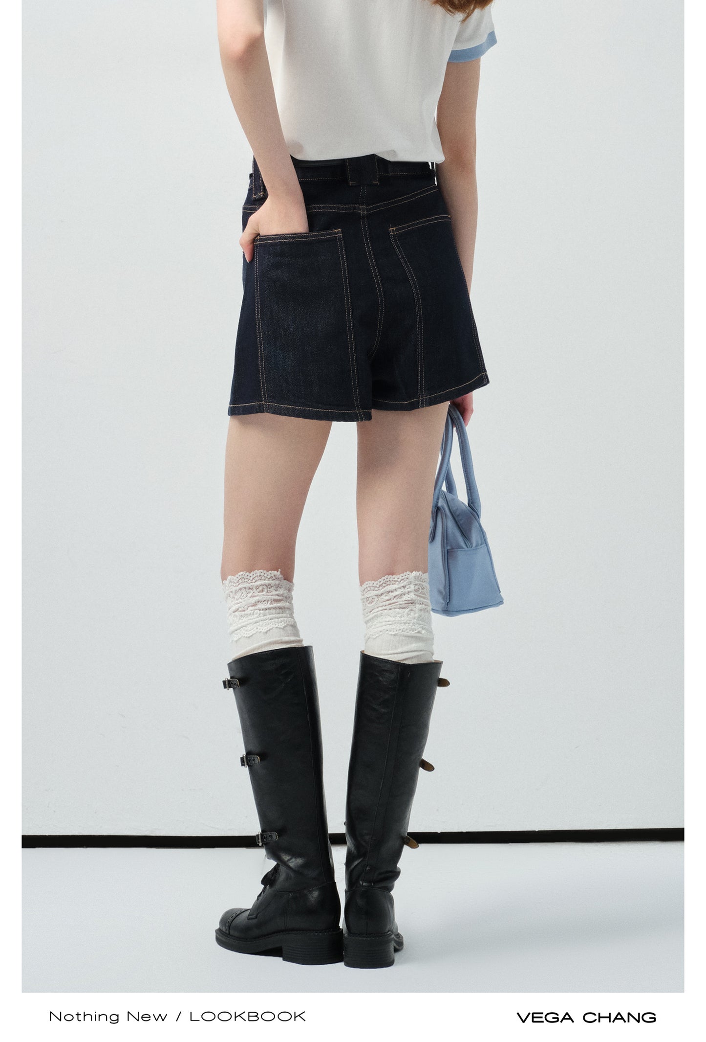 High Waisted Denim Skirt Pants