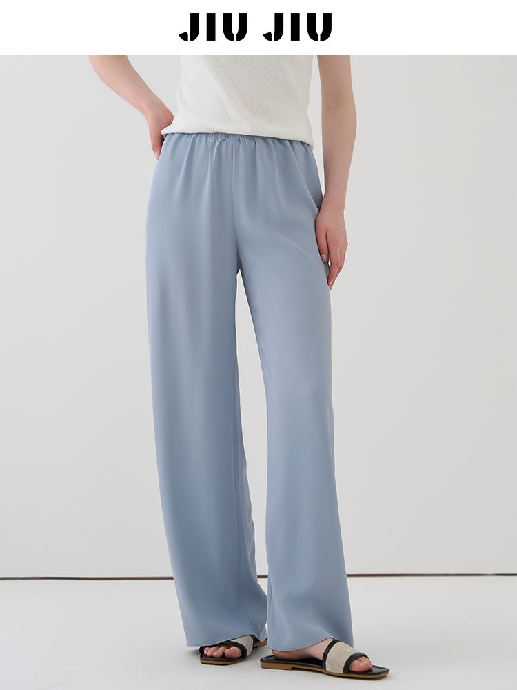 Lightweight Airy Pants With Elastic Waistband