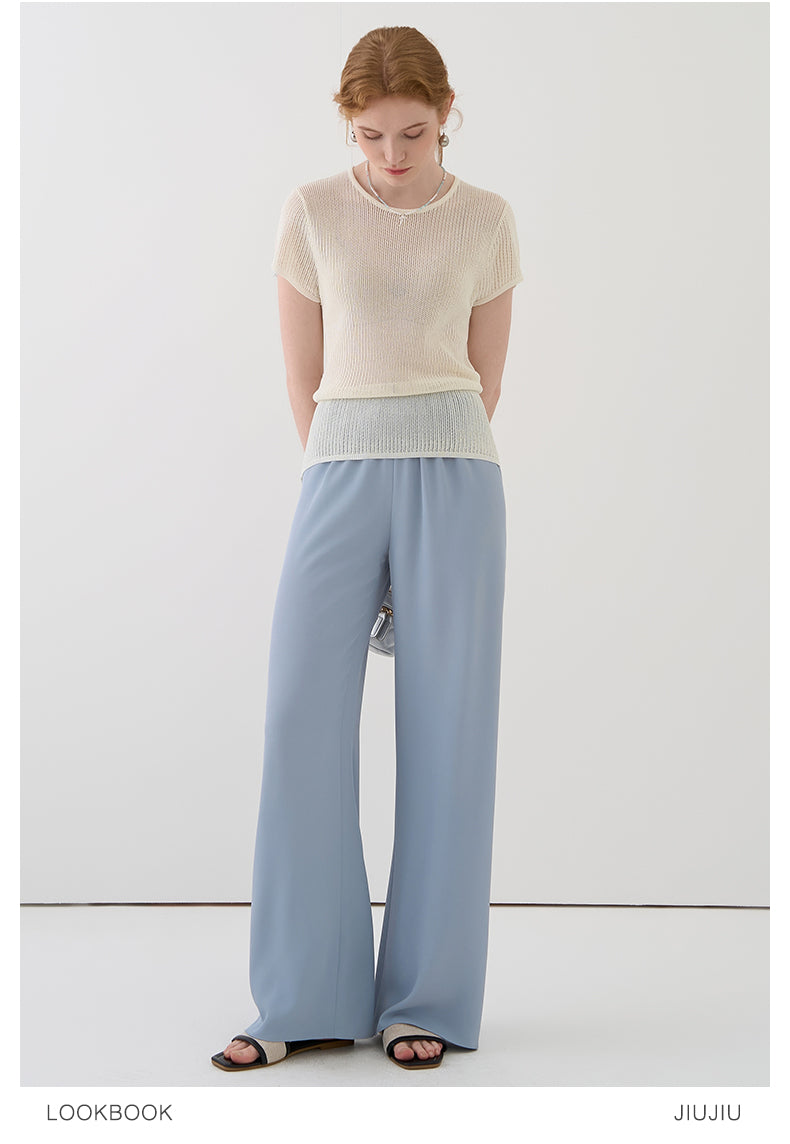 Lightweight Airy Pants With Elastic Waistband