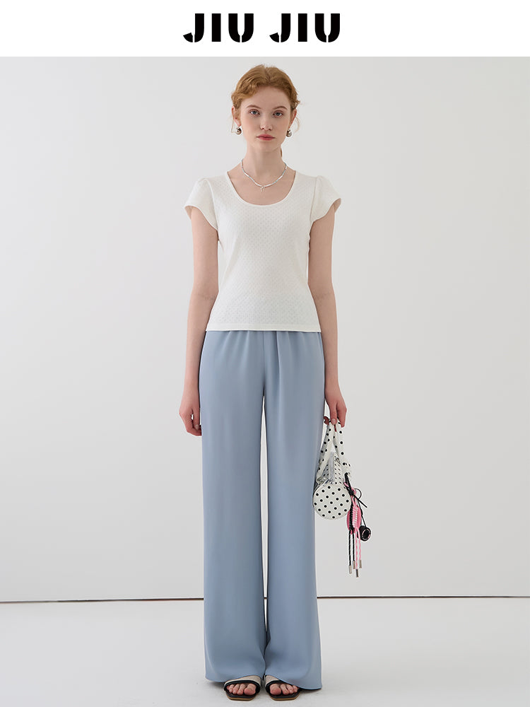 Lightweight Airy Pants With Elastic Waistband