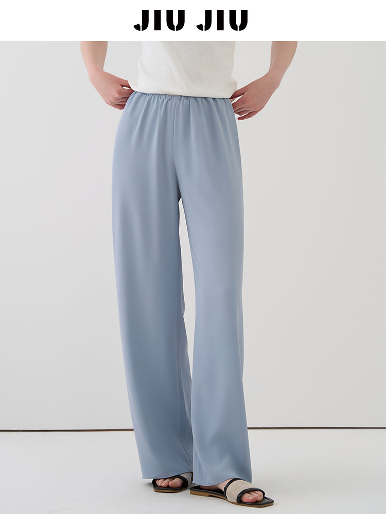 Lightweight Airy Pants With Elastic Waistband