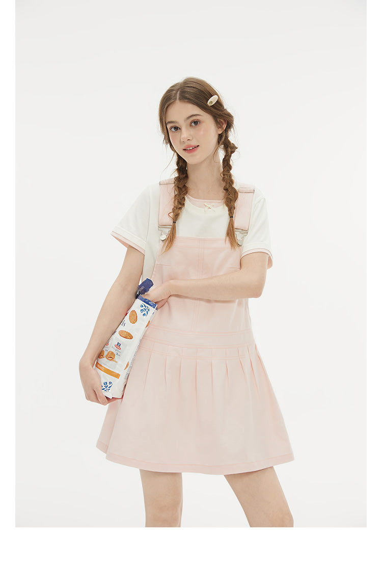 Pleated A-Line Pinafore Mini Dress