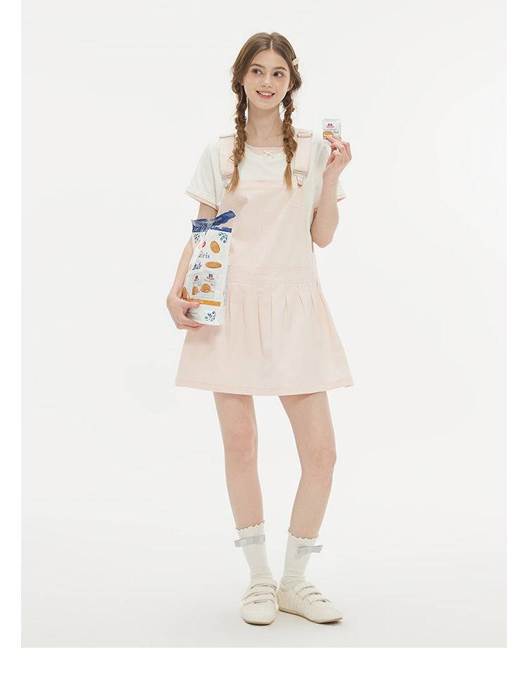 Pleated A-Line Pinafore Mini Dress