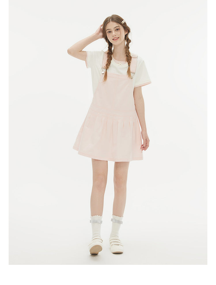 Pleated A-Line Pinafore Mini Dress