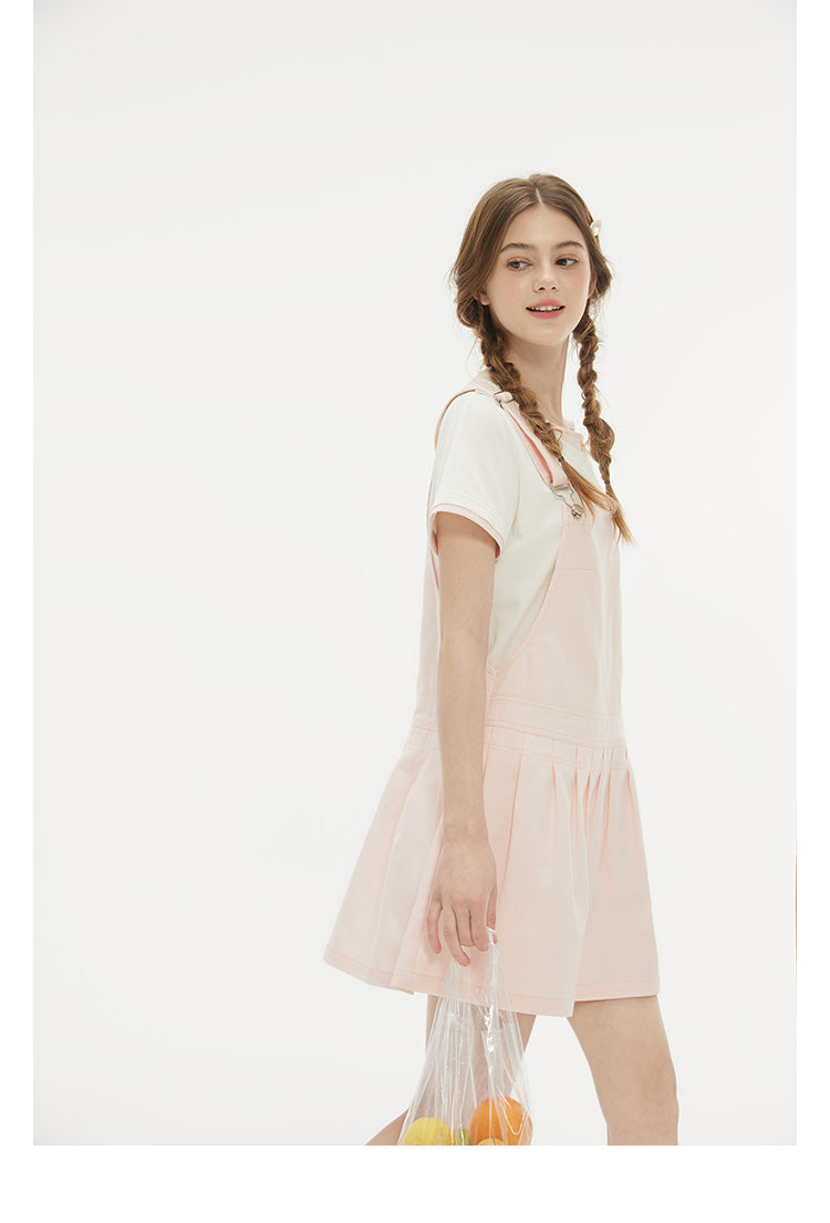Pleated A-Line Pinafore Mini Dress