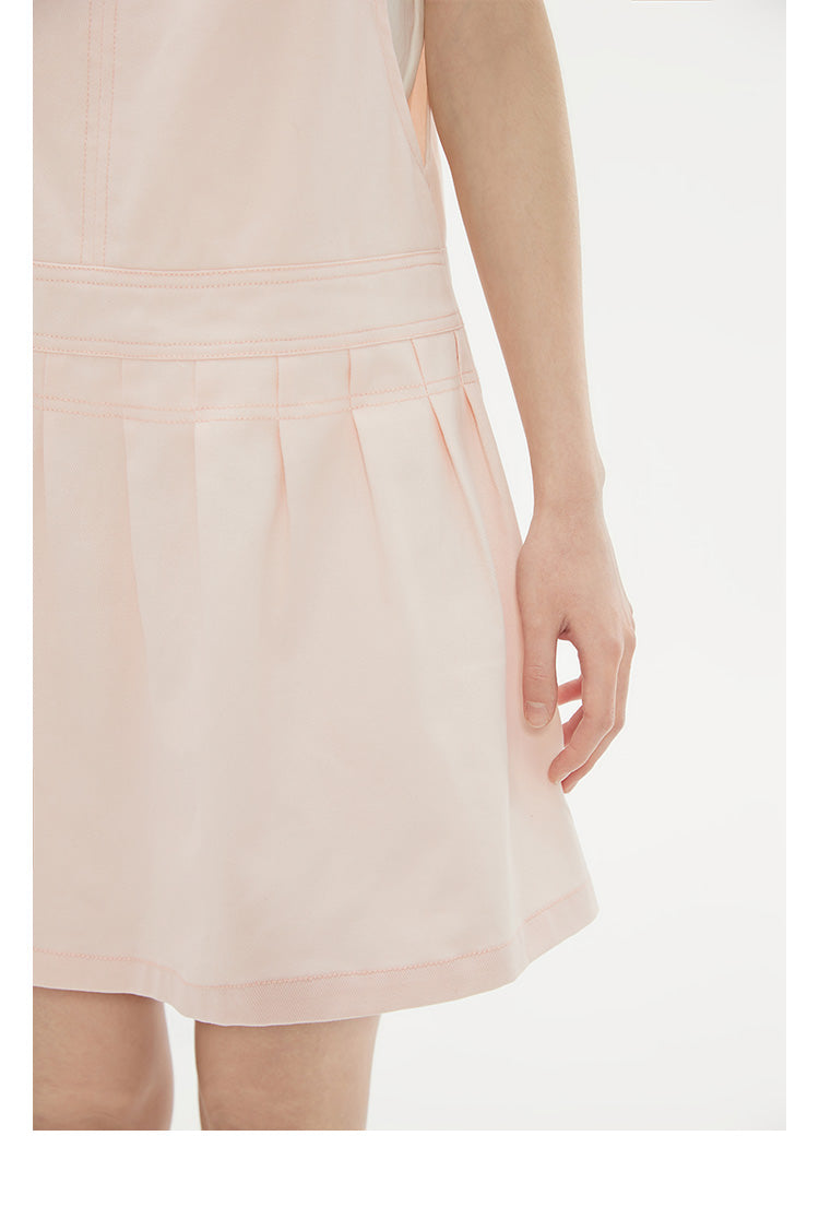 Pleated A-Line Pinafore Mini Dress