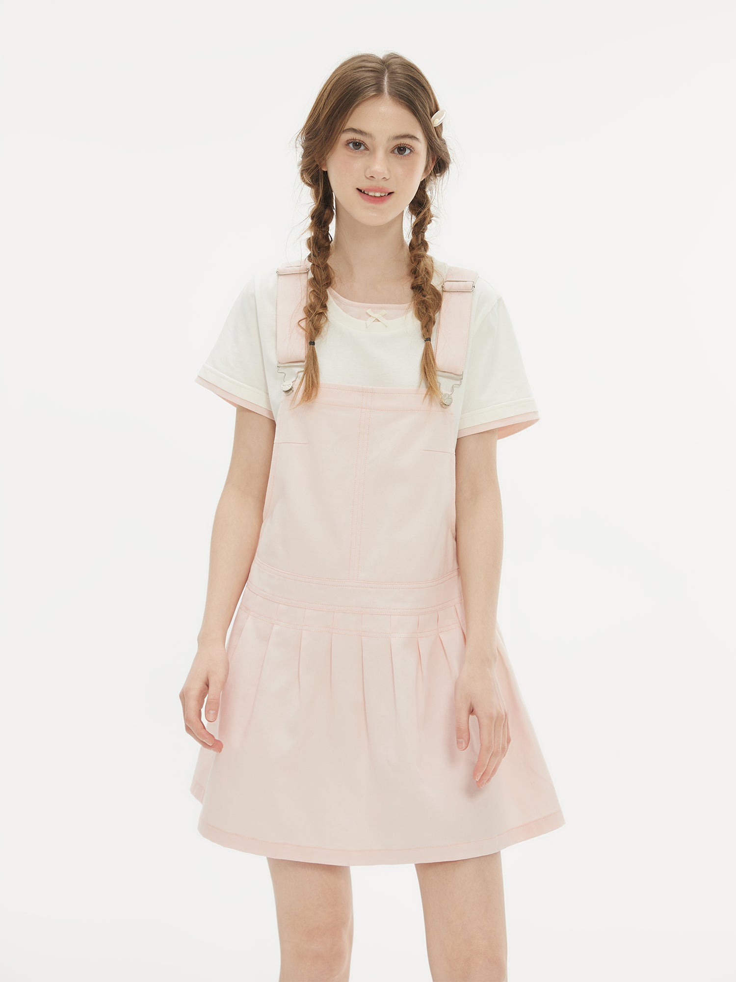 Pleated A-Line Pinafore Mini Dress MILL MINORITY Pleated A-Line Pinafore Mini Dress MILL MINORITY
