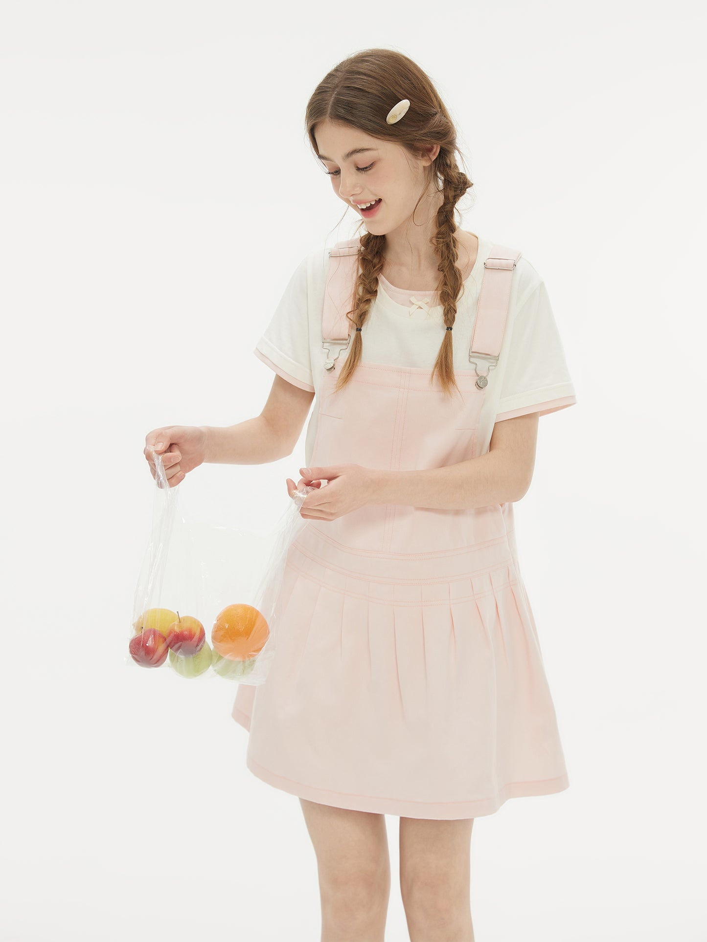 Pleated A-Line Pinafore Mini Dress