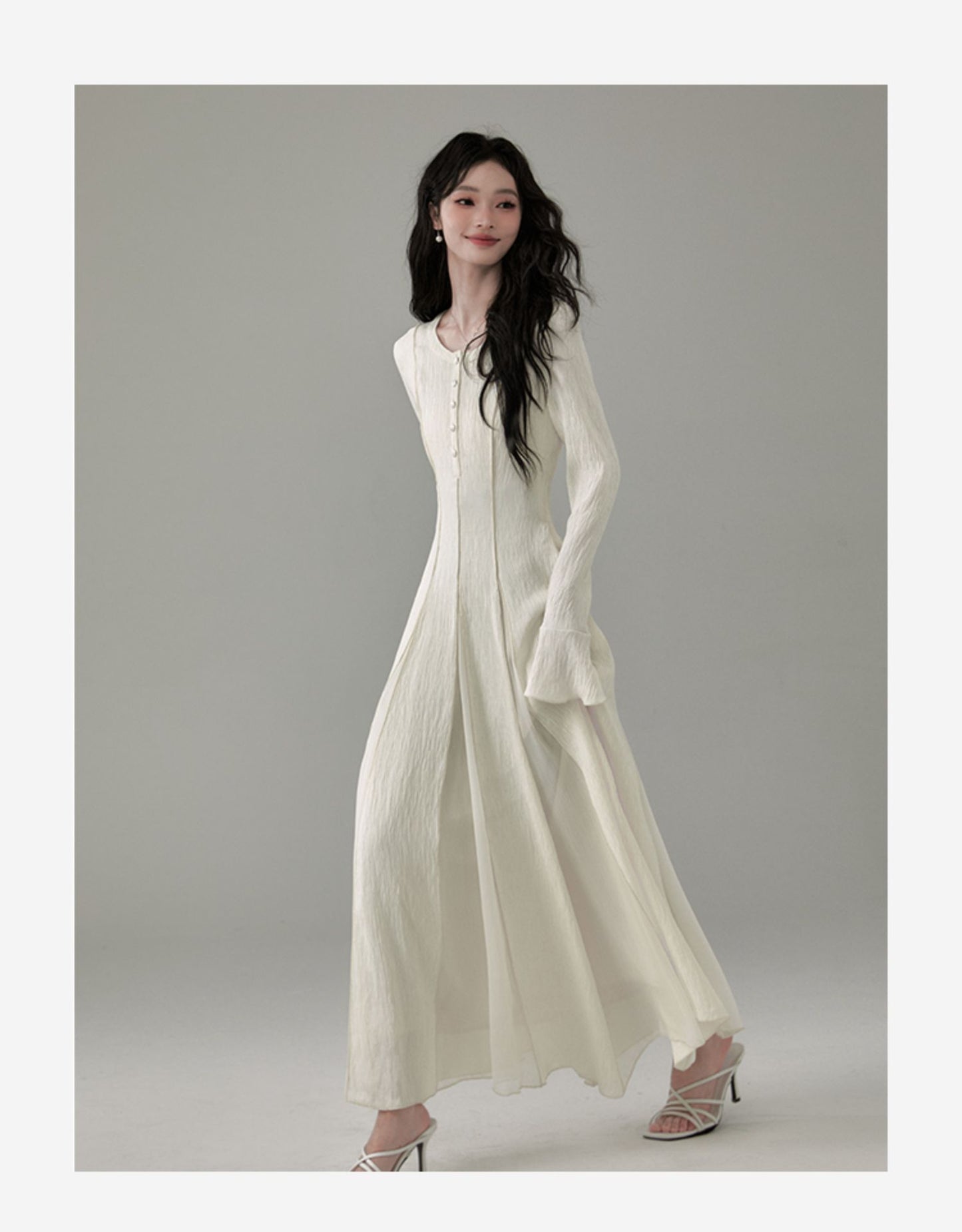 Flowy Tuck Dress With Flared Cuffs